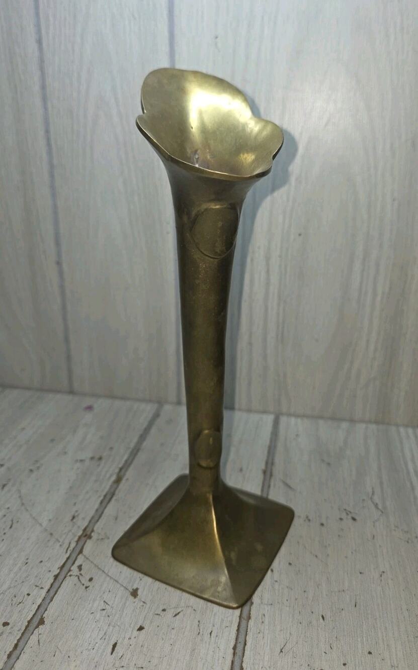 Antique Art Nouveau Brass Jack in the Pulpit Vase Church Decor Natural Patina
